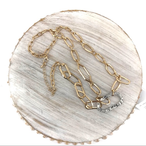 Nordstrom Asymmetric Draped Gold Tone Chain Link Necklace - Picture 4 of 6